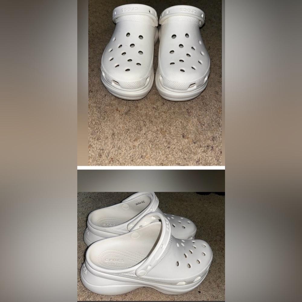 Crocs bae platform clogs white sz 9 runs big great price! & condition